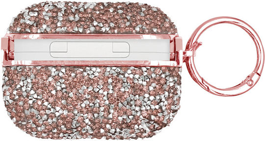 Sonique Diamond Spark Калъф Пластмасов С Кука В Розово Злато За Apple AirPods Pro 3