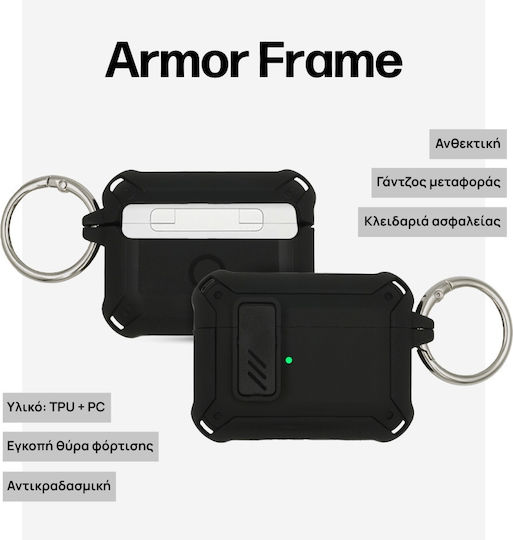 Sonique Armor Frame Silikon- und Kunststoffhülle in Schwarz für Apple AirPods Pro 2