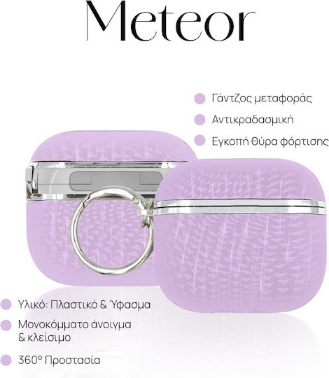 Sonique Meteor Plastic Case With Hook In Purple Colour For Apple AirPods 3
