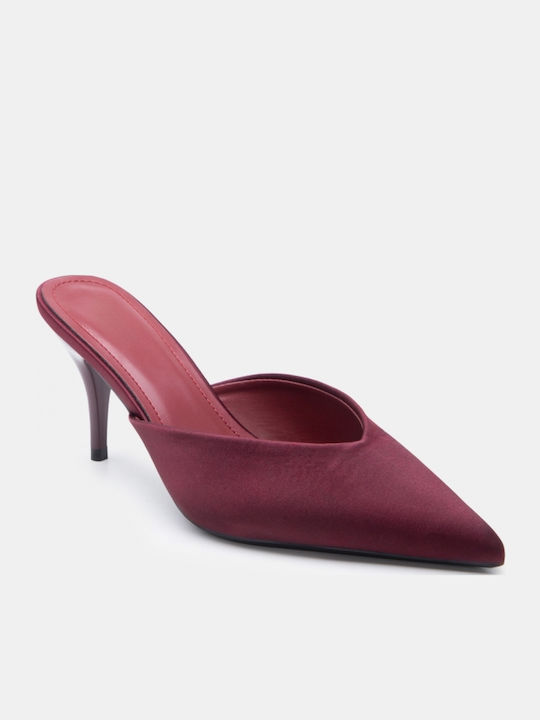 Damen Pantoletten mit Absatz in Burgundischer Farbe