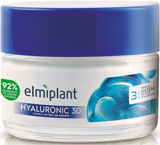 Elmiplant Hyaluronic Noapte Anti-Îmbătrânire Cremă de Față de Noapte cu Acid Hialuronic 50ml