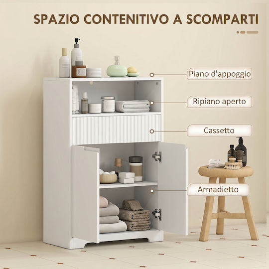 HomCom Dulap de baie 60x30x91.5cm Alb