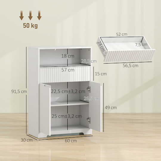 HomCom Dulap de baie 60x30x91.5cm Alb