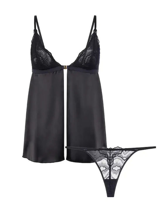 Dorina Sommerliches Damen-Schlafanzug-Set Schwarz