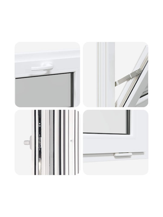 vidaXL Hinged PVC Window Risor W55xH40cm