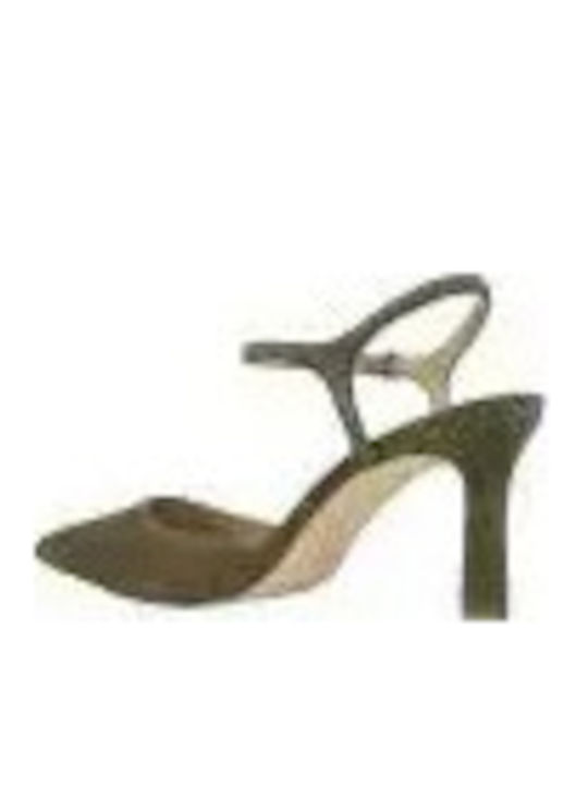 Wildleder Pumps mit Riemen Khaki