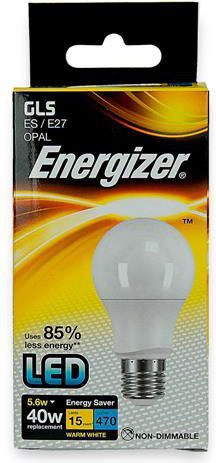 Energizer LED Bulb 5.6W for Socket E27 Warm White 470lm