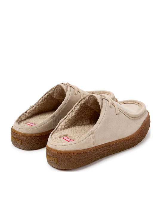 Suede Women's Winter Slippers Beige