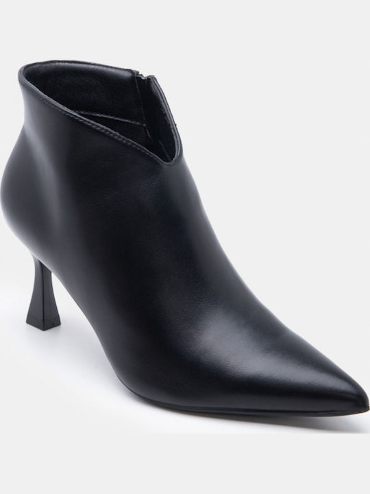 Ghete Dama De Catifea Ankle Boots Astrapalou Cu Toc Mediu Negre