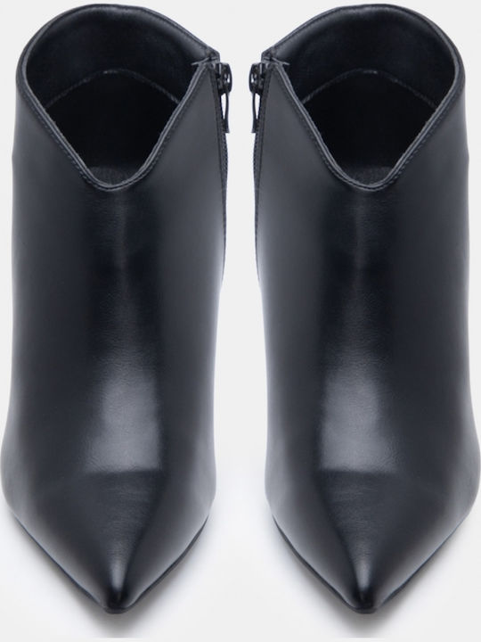 Ghete Dama De Catifea Ankle Boots Astrapalou Cu Toc Mediu Negre
