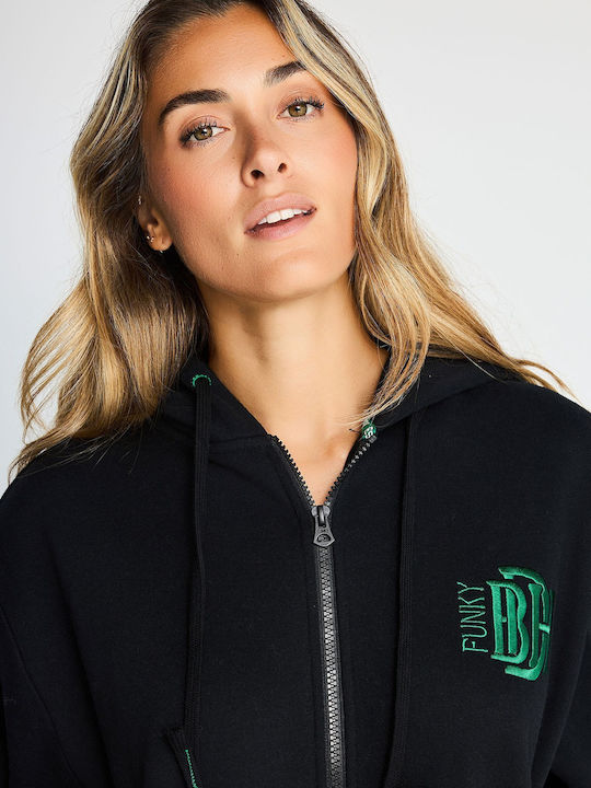 Women's Hooded Sweatshirt Cardigan Black
