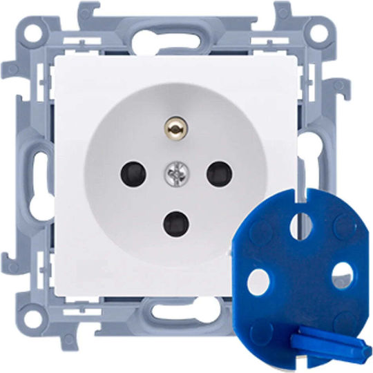 Kontakt-Simon Power Socket with Key White 1pcs