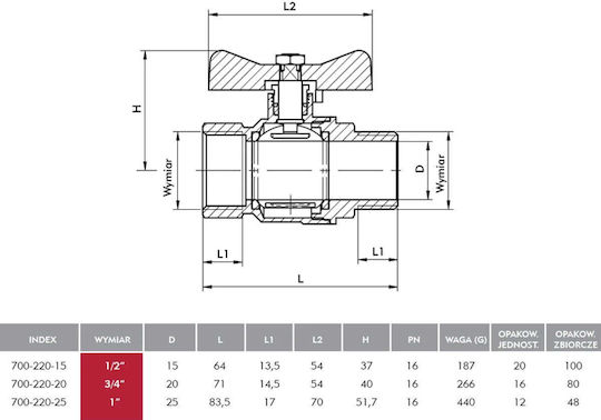 KFA Βάνα / Διακόπτης 1/2"