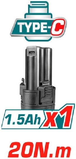 Total THKTHP41487E Akkuschrauber Batteriebetrieb 12V 1x1,5Ah