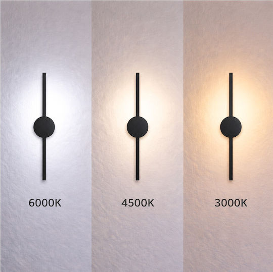 VenCore Modern Wall Lamp with Integrated LED and Warm to Cool White Light Black 11x5.5cm