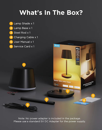 Govee Table Lamp LED with White Shade and Black Base