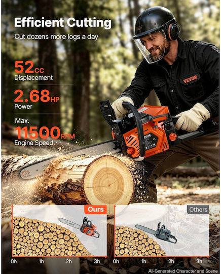 Vevor Gasoline Chainsaw 2.68hp 6.6kg with 45.72cm Blade