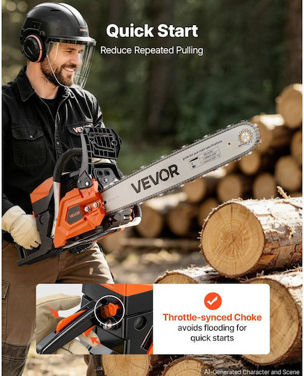 Vevor Gasoline Chainsaw 2.95hp 6.75kg with 50.8cm Blade and Easy Start