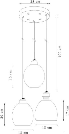 Agora Lighting Регулируемо Висящо Таванно Осветително Тяло Прозрачно с Цокъл E27