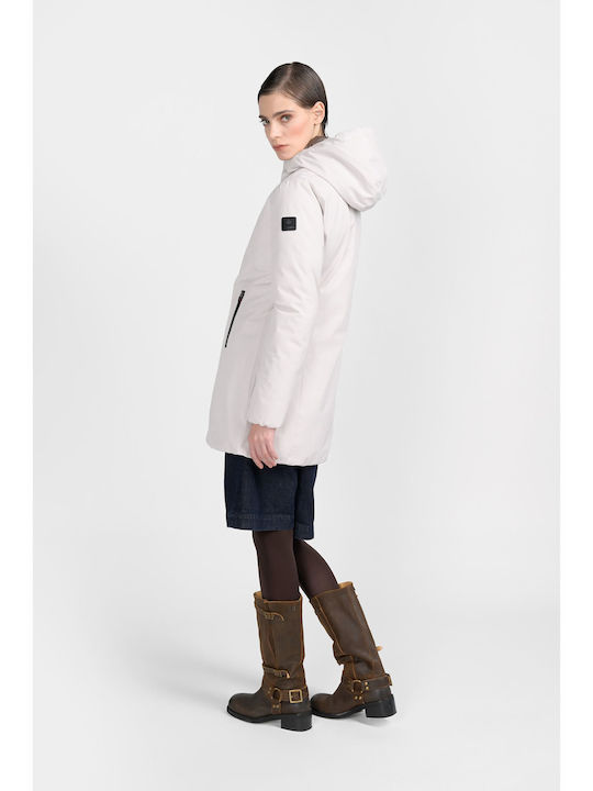 Langes Damenjacke Für Winter Weiß