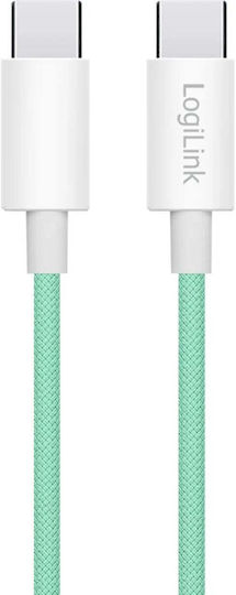 LogiLink Geflochtenes USB 2.0 Kabel USB-C männlich - USB-C 60W Grüne 1,5 m CU0348