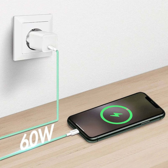 LogiLink Geflochtenes USB 2.0 Kabel USB-C männlich - USB-C 60W PD Grün 1m CU0347