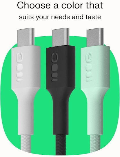 Green Cell Cablu Braided USB-C tată - USB-C 100W PD Alb 0.3m KABGC100PS30SW