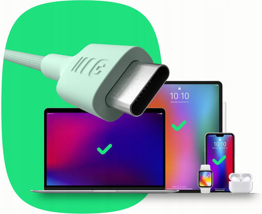 Green Cell USB-C мъжки - USB-C 100W PD Бял 0.3m KABGC100PF30SW