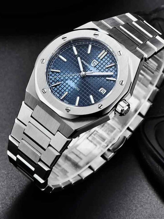 Pagani Design Ceas Barbati 40mm Automat cu Bratara Metalica Blue/Silver