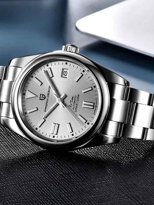 Pagani Design Ceas Bărbătesc 39.7mm Automat cu Brățară Din Oțel Silver/Grey