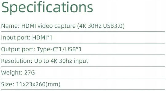 Система за предаване на сигнал Av PremiumCord HDMI Capture Grabber Запис на видео сигнал Audio Компютър Портове Usb3.0 Usb-c