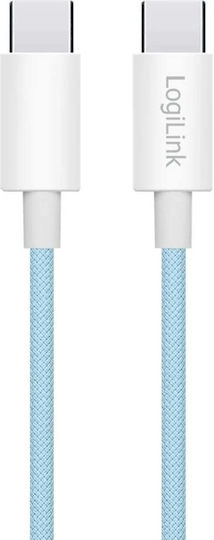 LogiLink Geflochtenes USB 2.0 Kabel USB-C männlich - USB-C 66W Blau 1,5 m CU0351