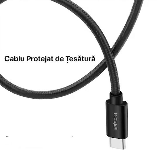 Cablu Braided USB-C tată - USB-C Negru 1m