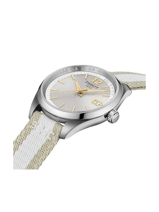 Tissot Pr 100 Мъжки Часовник 34mm На Батерия С Бяла Текстилна Каишка