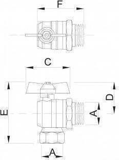 Ъглова Сферична Вентила Полуразглобяема Със Стискач 1/2 Zkwsk-15-ws-m-h