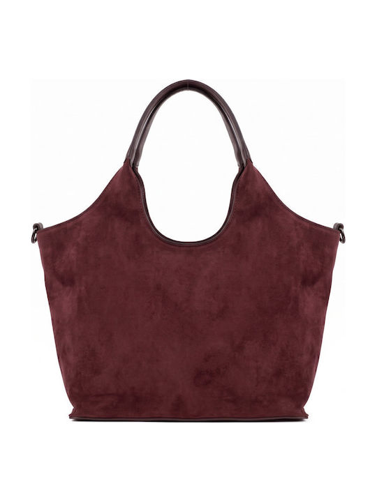 Genuine Damenhandtasche Handtasche / Crossbody Wildleder Burgundisch