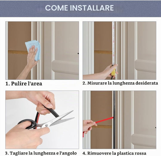 Opritor de curent de aer Bandă adezivă pentru ușă / fereastră în culoare neagră 10mx1cm