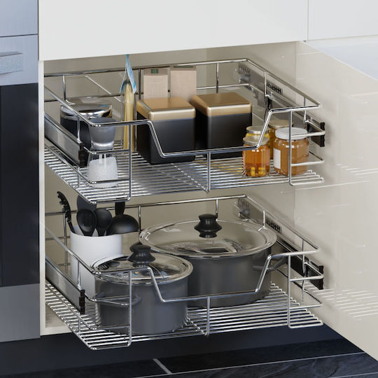 Set 4 Organizatoare de Bucătărie Casaria 19 X 14 X 44 Cm Lățime Dulap 30 Cm Metal Gri