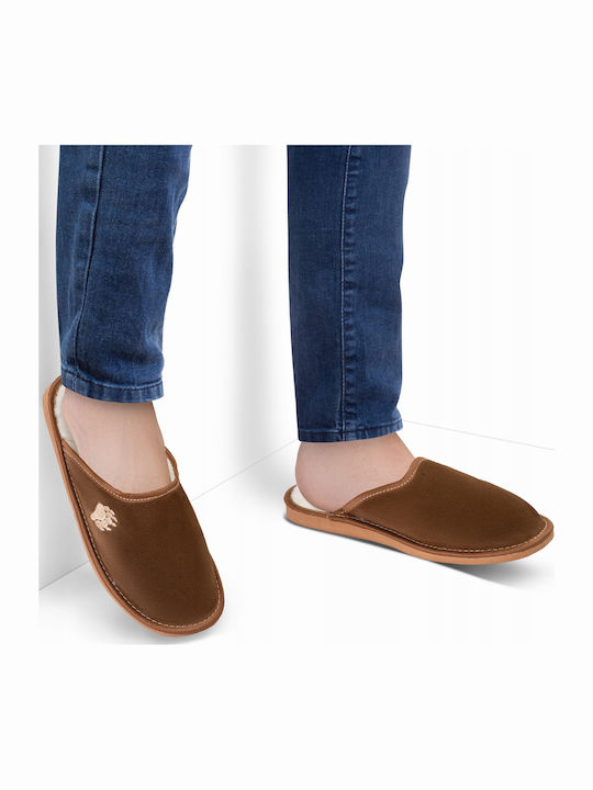 Leder Herren Hausschuhe Braun
