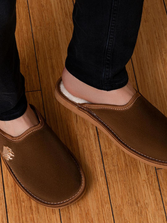 Leder Herren Hausschuhe Braun