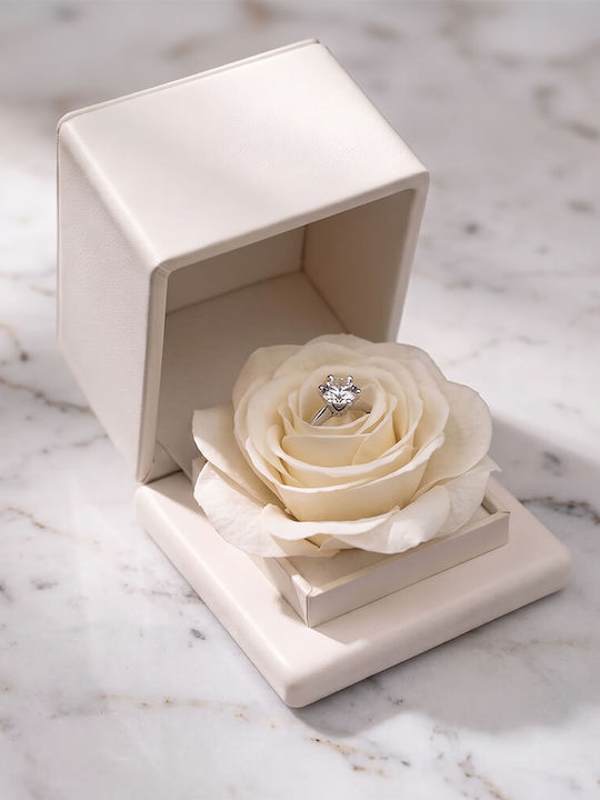 Einzelner Steine Ring Aus Weißgold 18K Einzelner Steine Ring Aus Weißgold 18K