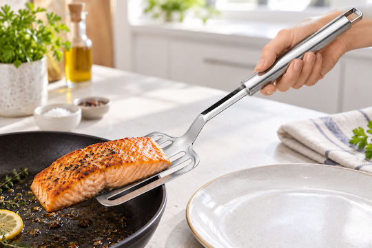Fackelmann Slotted Kitchen Spatula Line 4 Stainless Steel 34cm