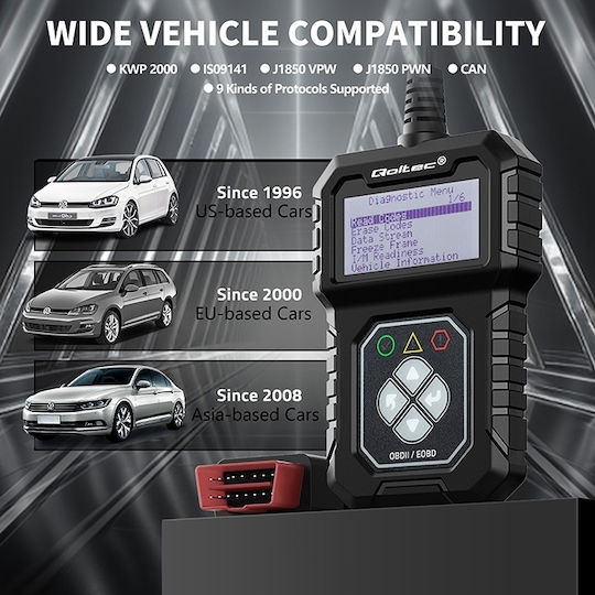 Qoltec Proline Obdii Eobd 8v-25v Διπλό Σύστημα Autodiagnose & OBD2-Scanner