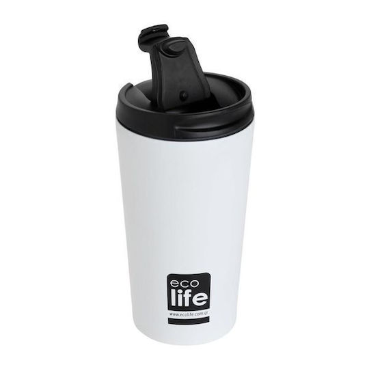 Ecolife Бутилка Термос Неръждаема стомана Без BPA 370ml Бял Матов