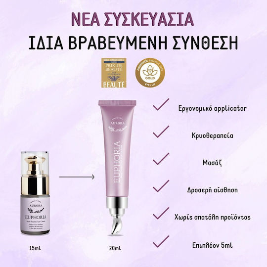 Aurora Natural Euphoria Augenbefeuchter für Anti-Aging Festigung Feuchtigkeitsspendend Aufhellung Schwarze Kreise & Taschen 20ml