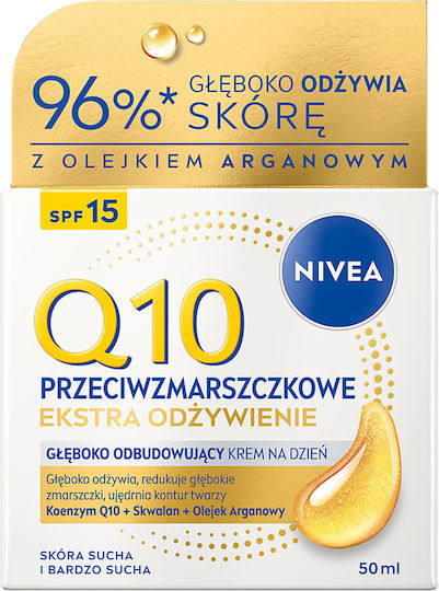 Nivea Q10 Power 24-Stunden Feuchtigkeitsspendende Gesichtscreme Tag mit SPF15 & Coenzym Q10 50ml