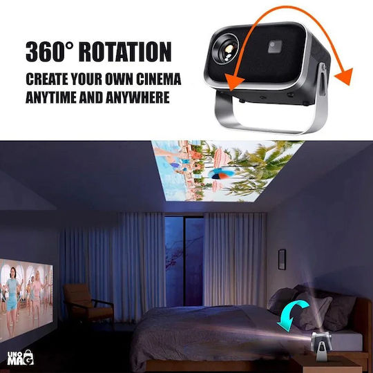 Linomag Мини Проектор LCD HD LED лампа с Wi-Fi и вградени високоговорители Сив