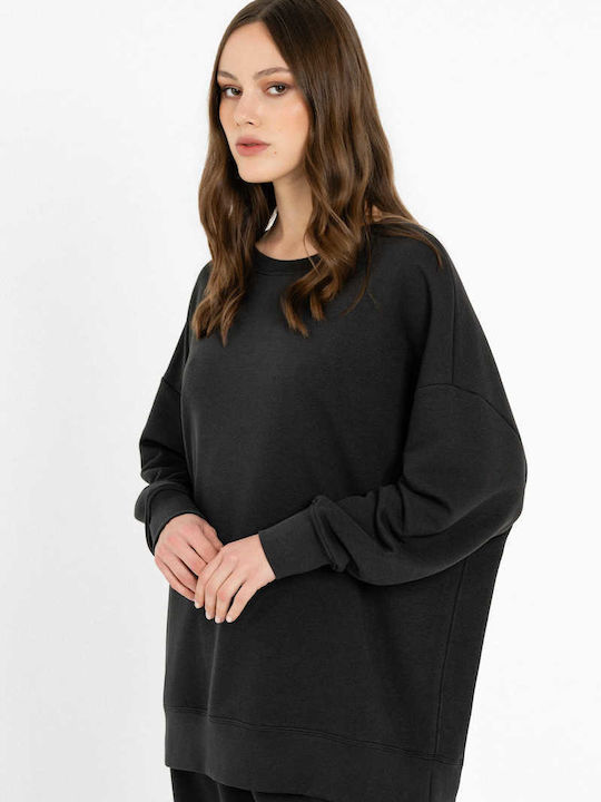 Women's Cotton Long Sleeve Black Blouse