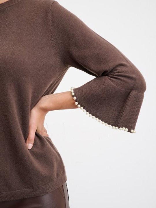 Damen Bluse mit 3/4 Ärmel Braune