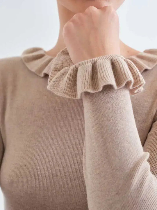 Women's Long Sleeve Beige Blouse